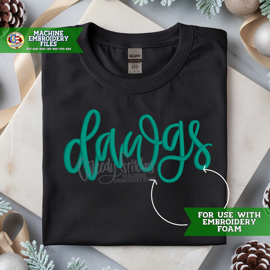 Dawgs Puff Machine Embroidery Design