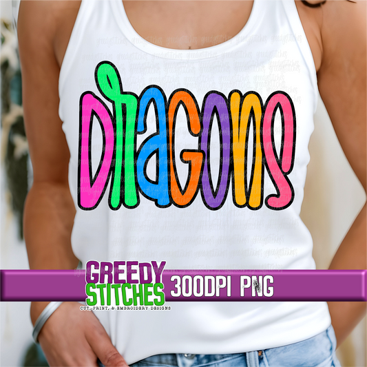 Neon Dragons PNG