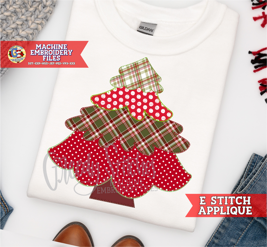 Christmas Tree E Stitch Applique Machine Embroidery Design