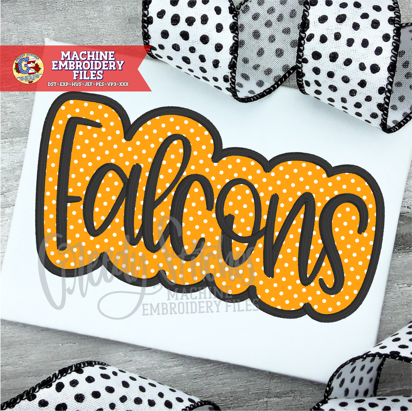 Falcons Satin Stitch Applique Machine Embroidery Design