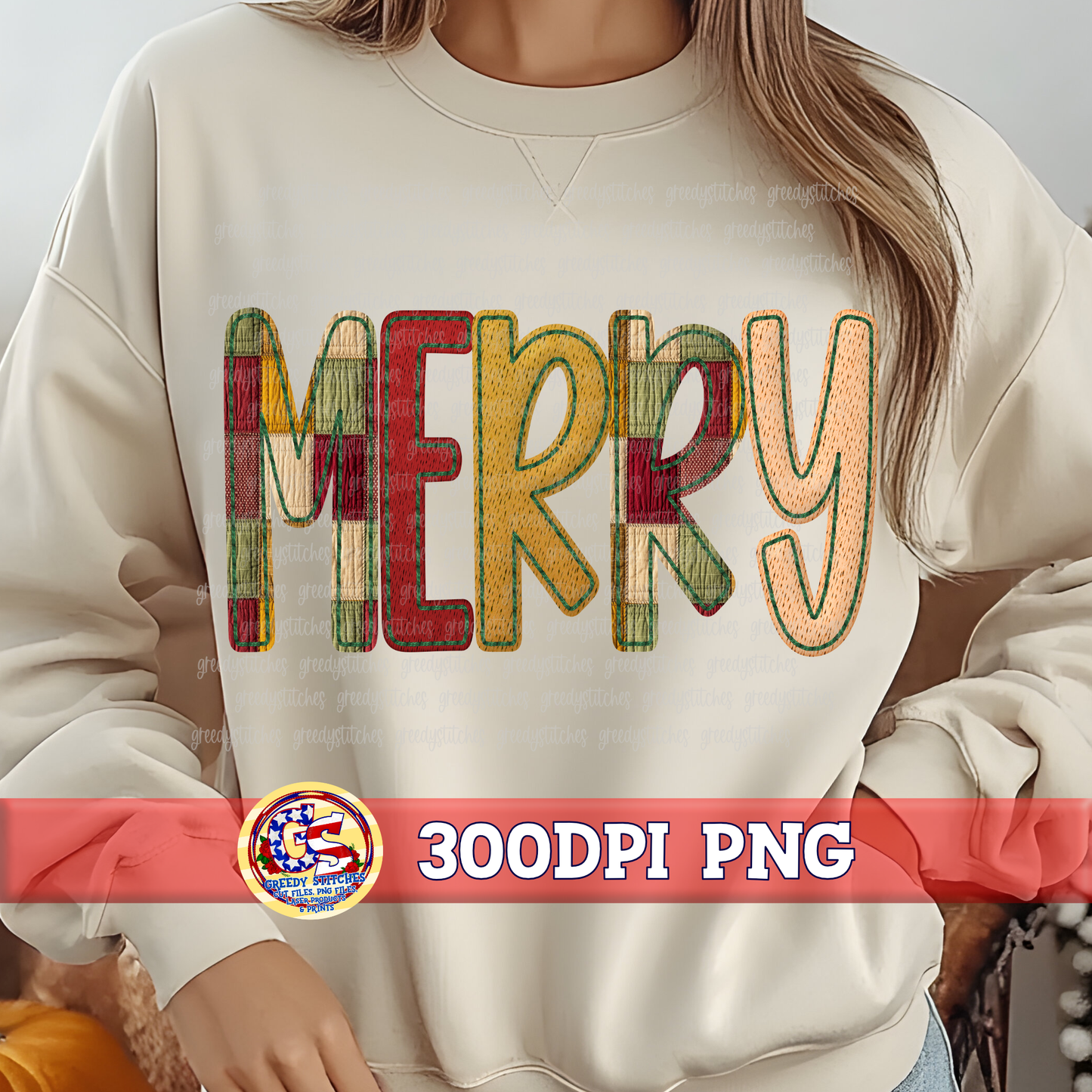 Merry Faux Embroidery PNG