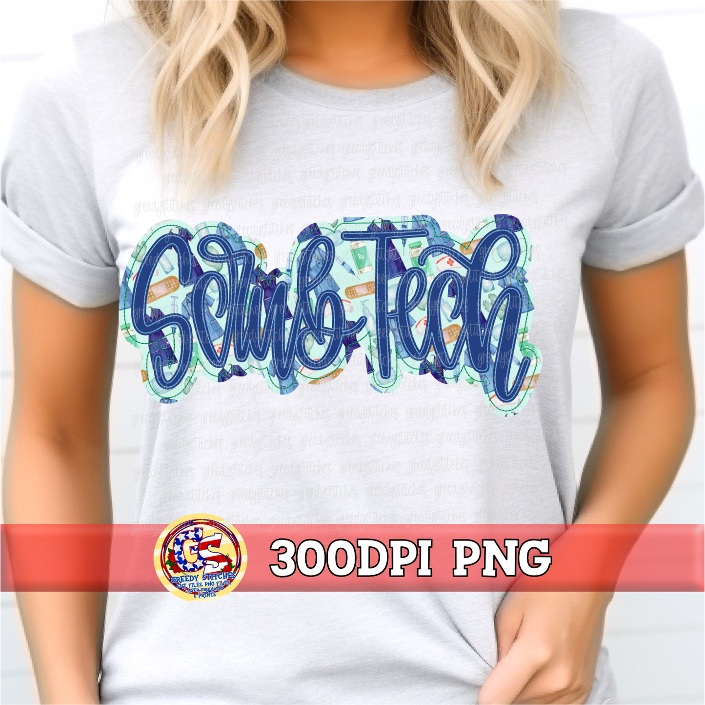 Scrub Tech Faux Embroidery PNG