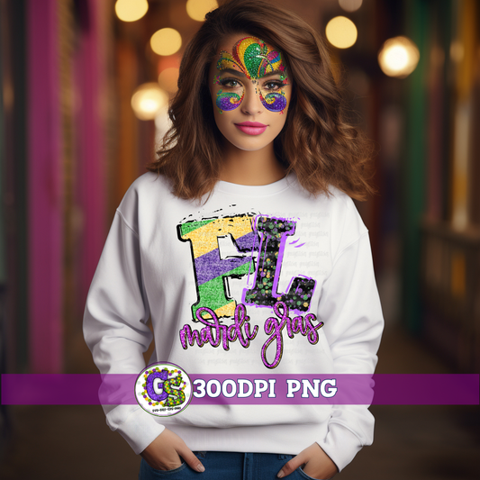 Florida FL Mardi Gras PNG for Sublimation