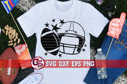 Football Helmet with Stars SVG DXF EPS PNG