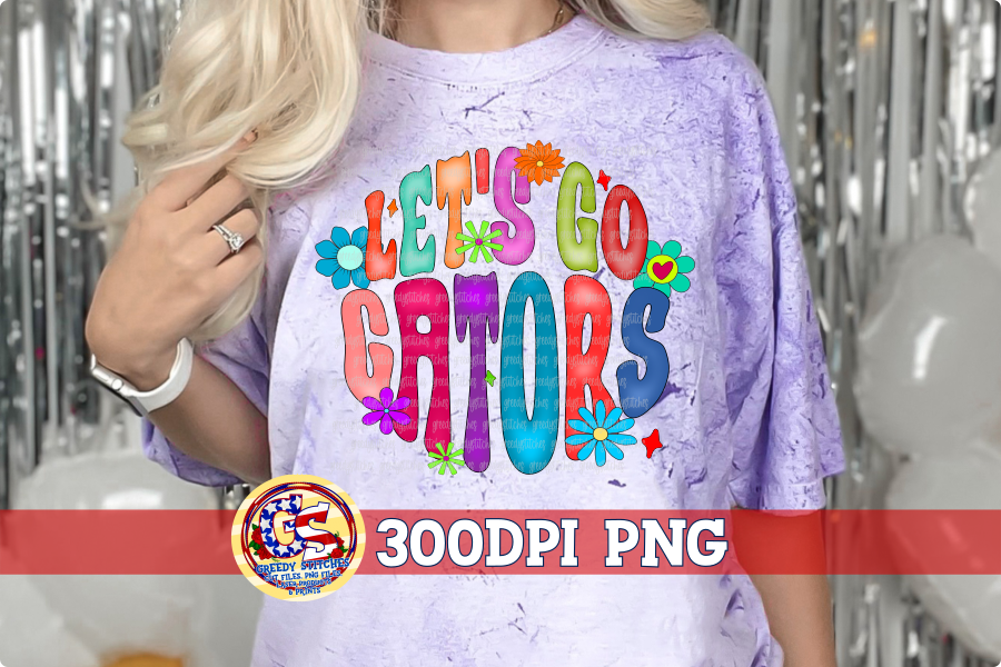 Let's Go Gators Groovy Retro PNG for Sublimation