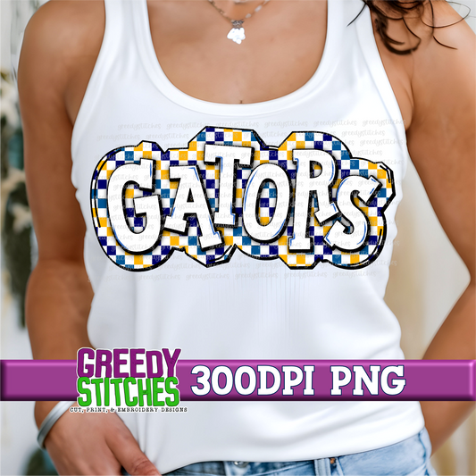 Checker Gators Plate PNG - Navy Yellow