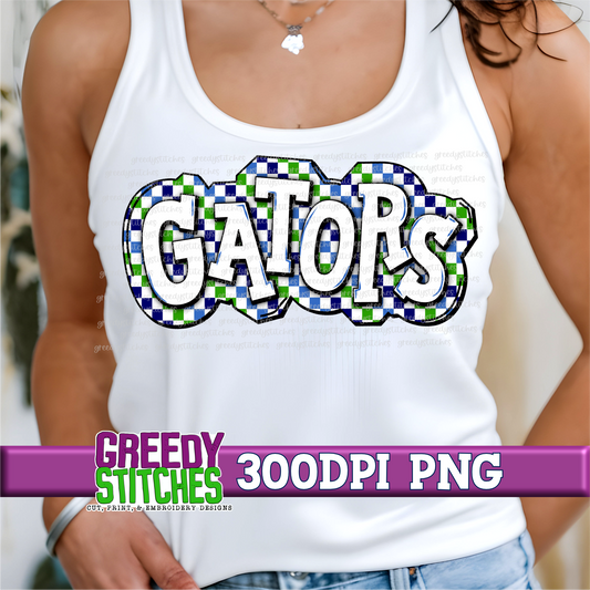 Checker Gators Plate PNG - Navy Green