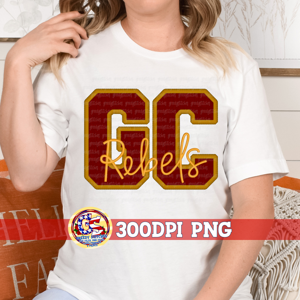 George County Rebels Faux Embroidery Applique PNG for Sublimation