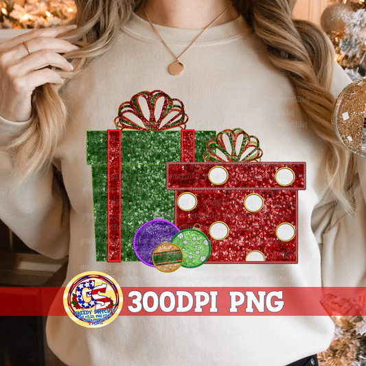 Christmas Gifts Faux Embroidery Sequins PNG