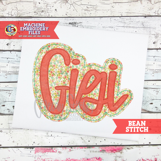 Gigi Double Applique Bean Stitch Machine Embroidery File - Mother's Day
