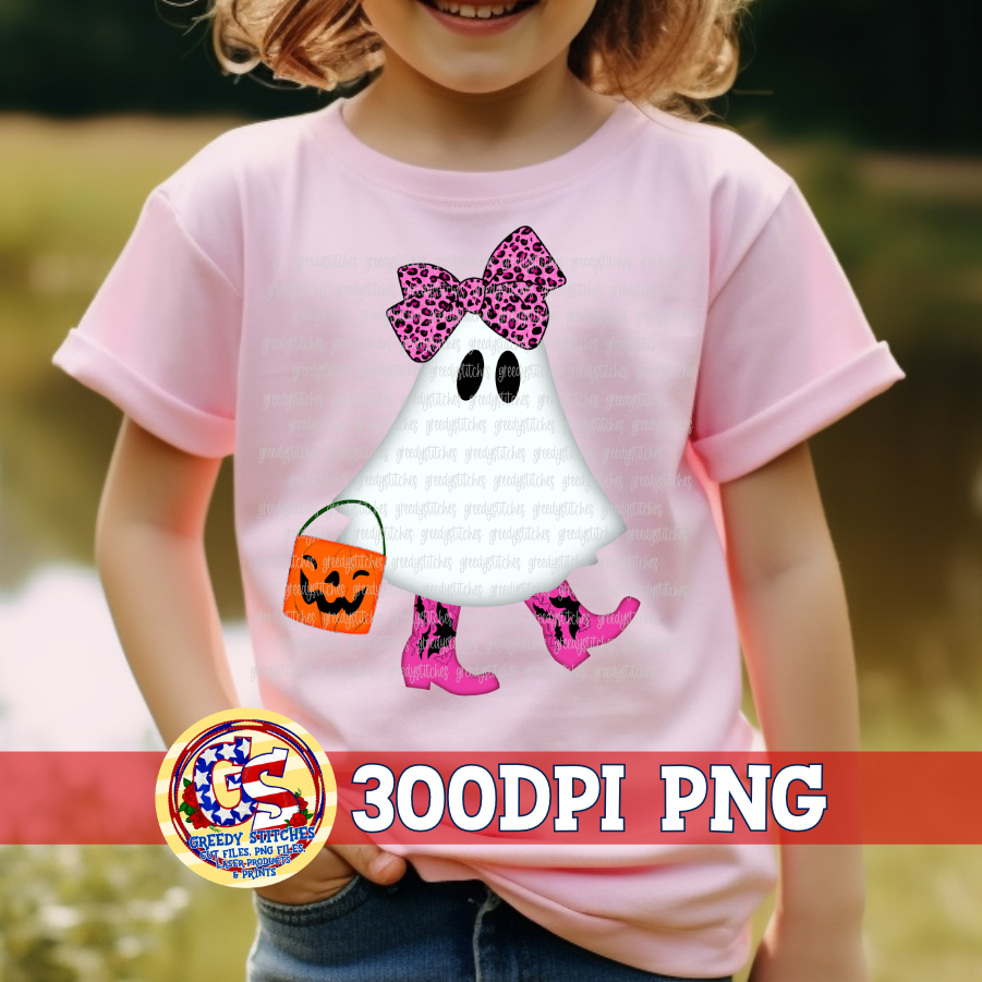 Girl Ghost Bow and Boots PNG - Trick or Treater Ghost PNG