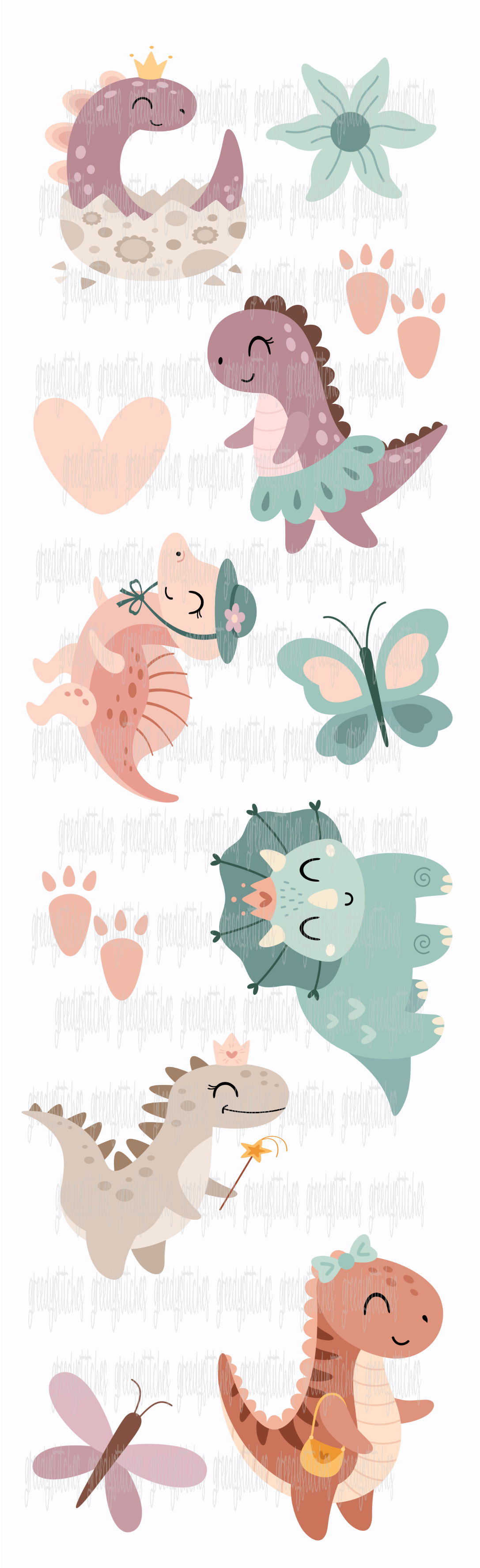 Girl Dinosaur Sticker Sheet