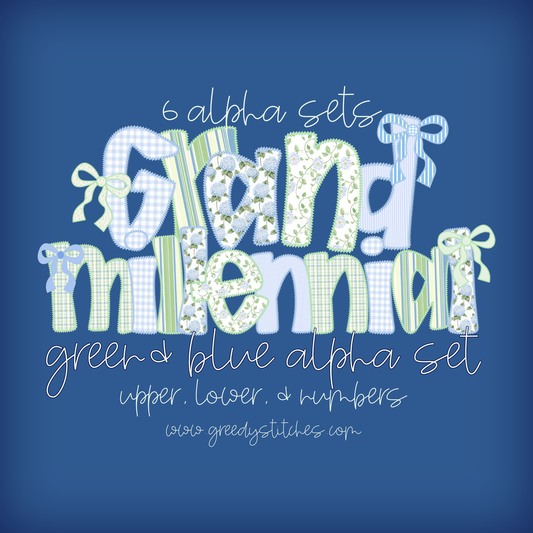 Grandmillenial Green Blue Lace Alpha PNG - July 4th