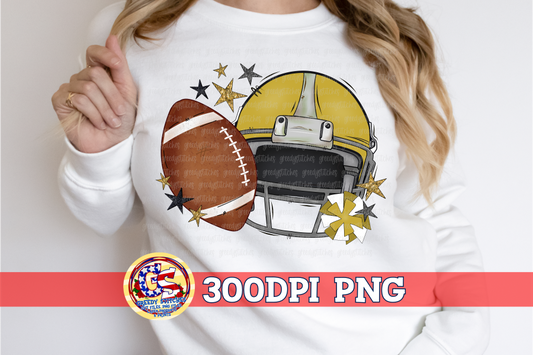 Gold Football Helmet with Stars PNG for Sublimation