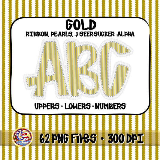 Gold Ruffles, Pearls, Seersucker Alpha PNG -Seersucker Alpha