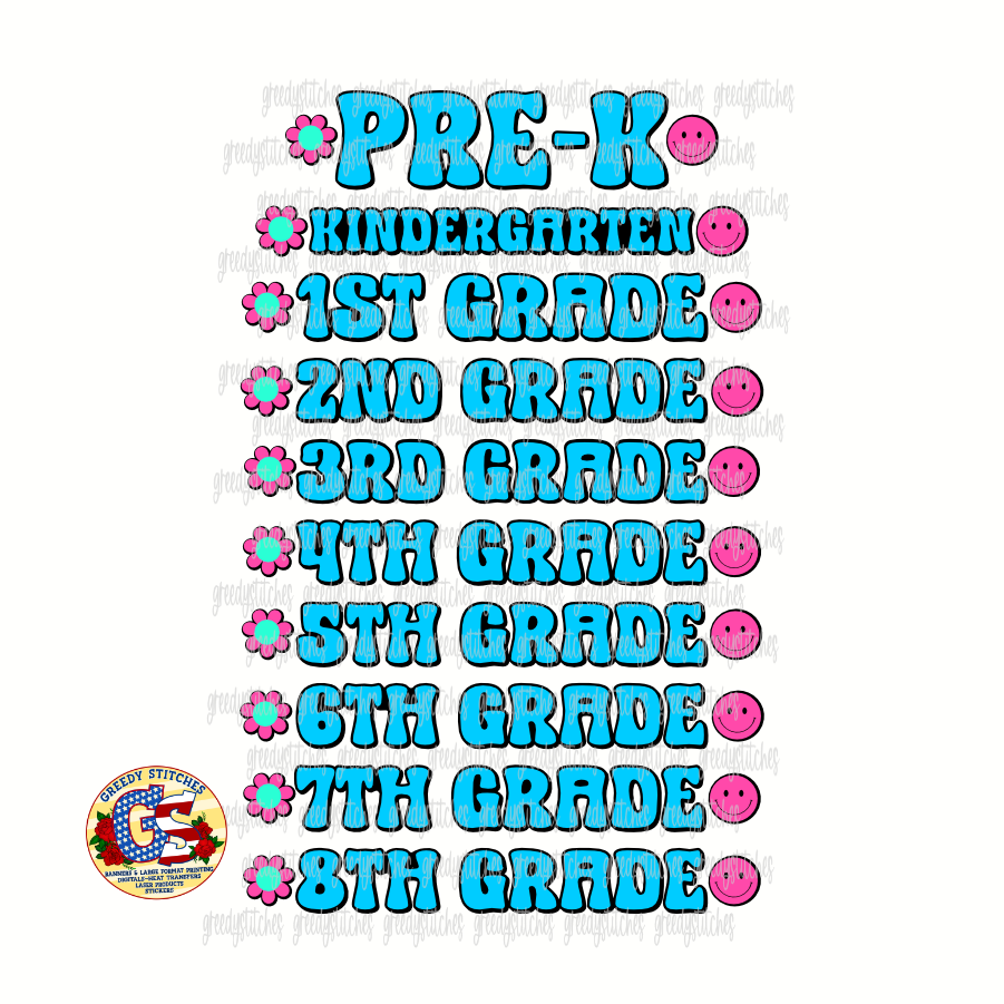 Groovy Back to School Vibes SVG DXF EPS PNG - Pre-K to 8th Grade Bundle