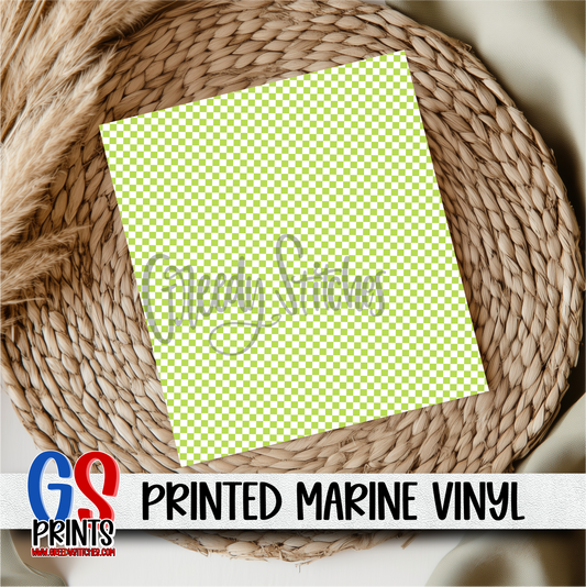 Lime Green Christmas Checker Marine Vinyl