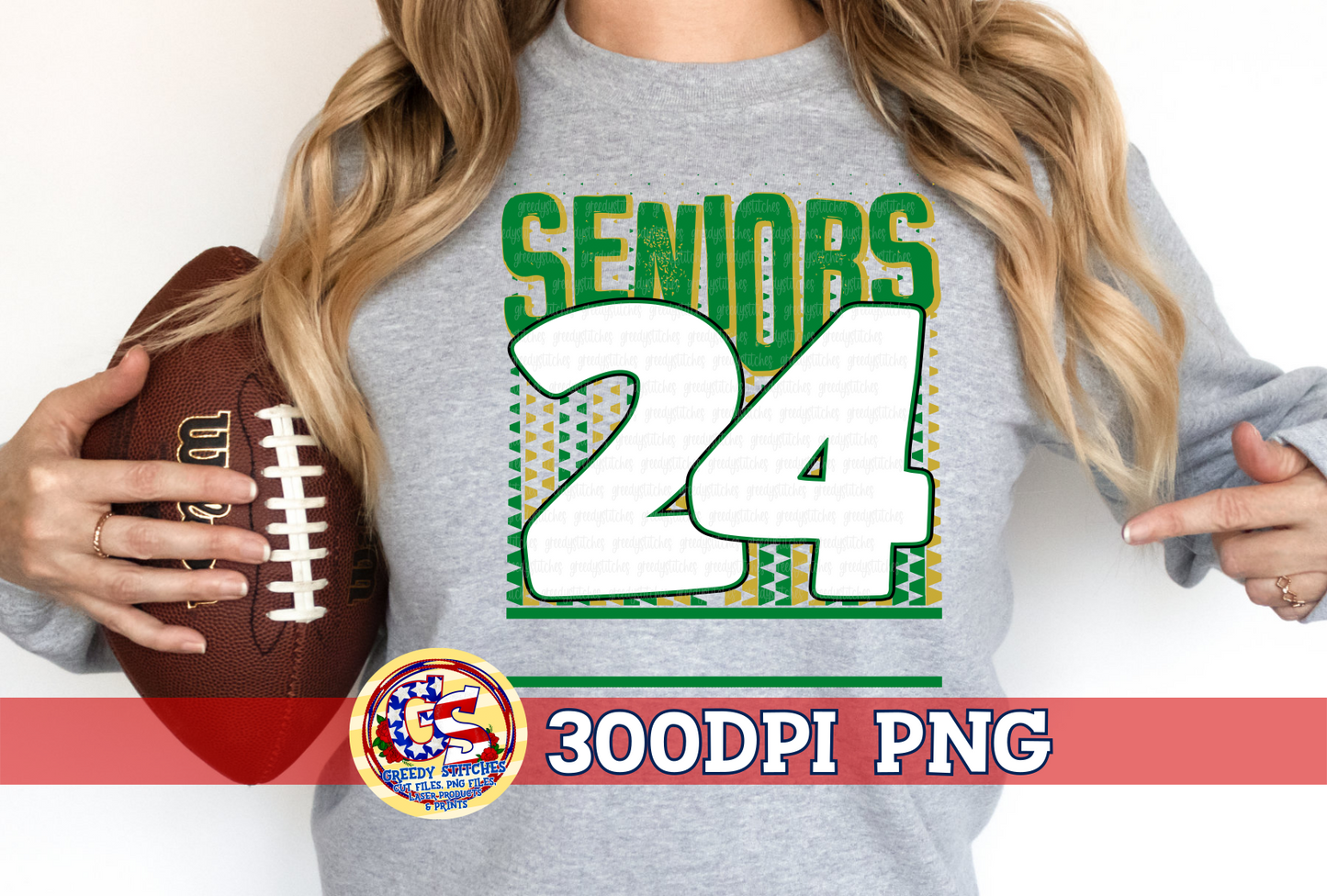 Seniors 24 Green Gold PNG for Sublimation