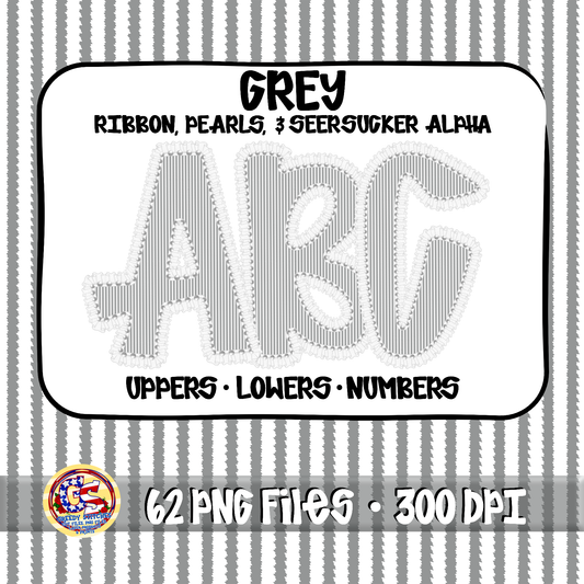 Grey Ruffles, Pearls, Seersucker Alpha PNG -Seersucker Alpha