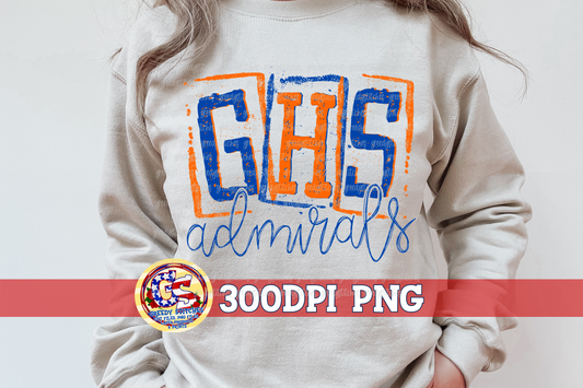 Gulfport High School Admirals Stamp PNG for Sublimation