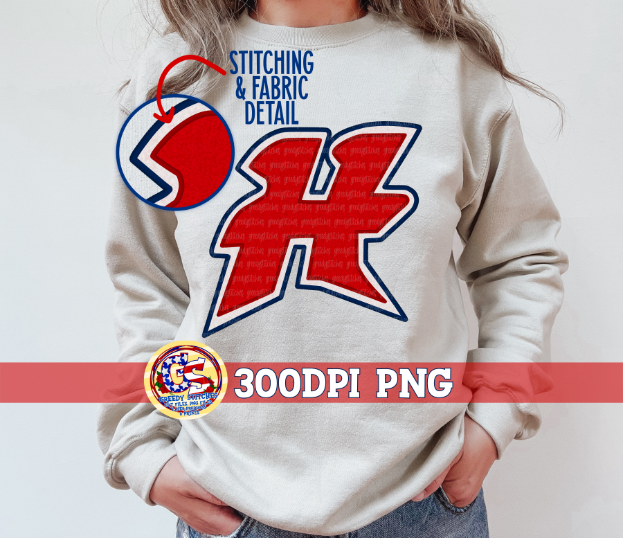 Hancock H Faux Embroidered Felt Patch PNG for Sublimation