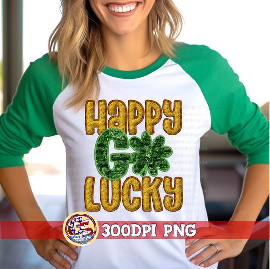 Happy Go Lucky Faux Embroidery Sequins PNG