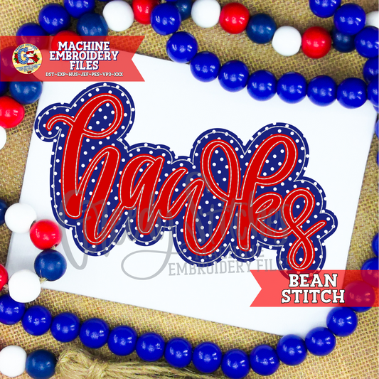 Hawks Double Applique Bean Stitch Embroidery Design