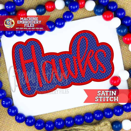 Hawks Satin Stitch Applique Embroidery Design