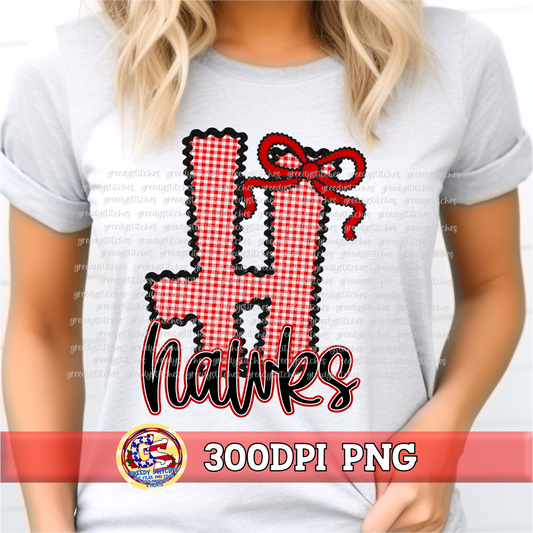 Ricrac Gingham Hawks PNG - Red Black