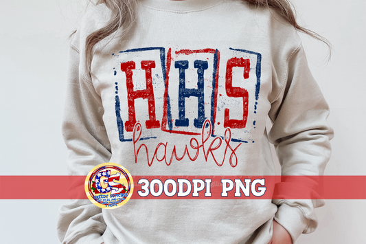 Hancock High School Hawks Stamp PNG for Sublimation