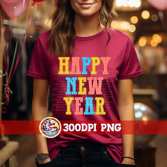Happy New Year Faux Felt PNG
