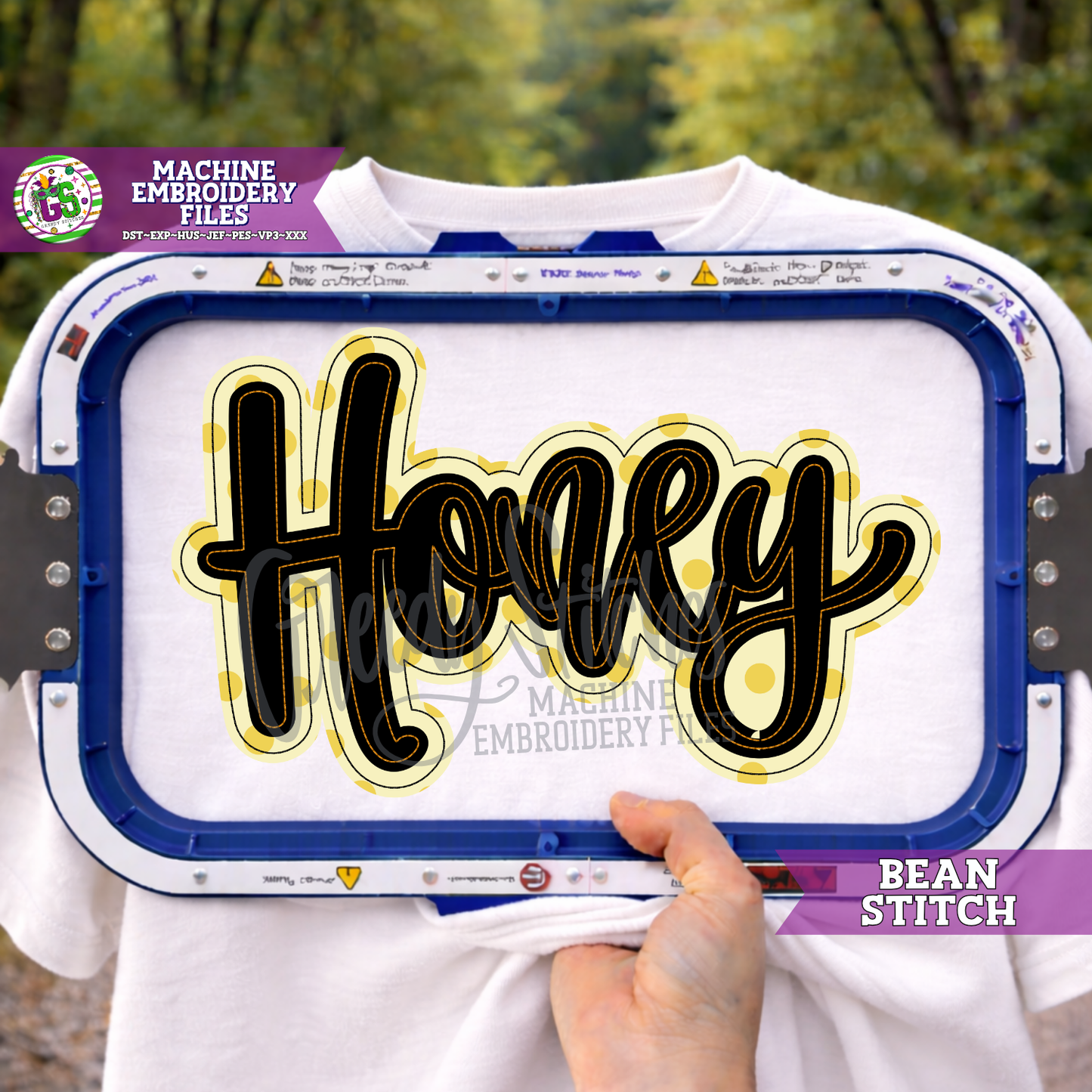 Honey Bean Stitch Double Applique Machine Embroidery Design