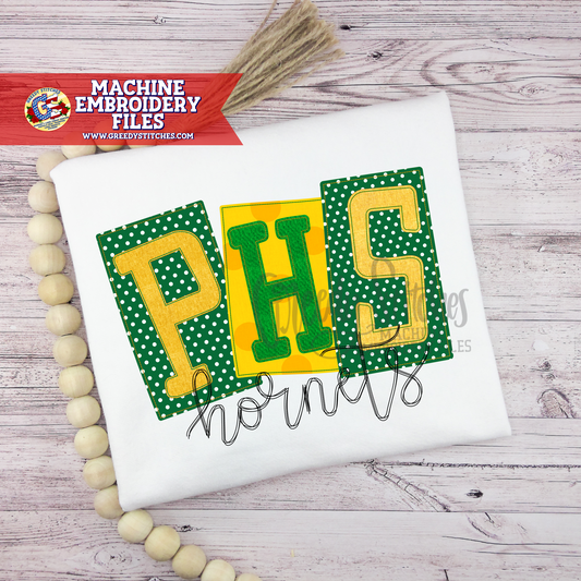 PHS Hornets Bean Stitch Applique Machine Embroidery Design - Poplarville High School Hornets