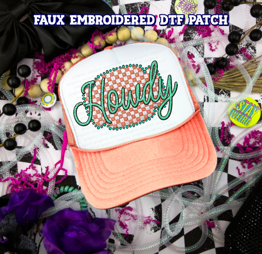 Howdy DTF Hat Patch - Faux Embroidered Hat Patch