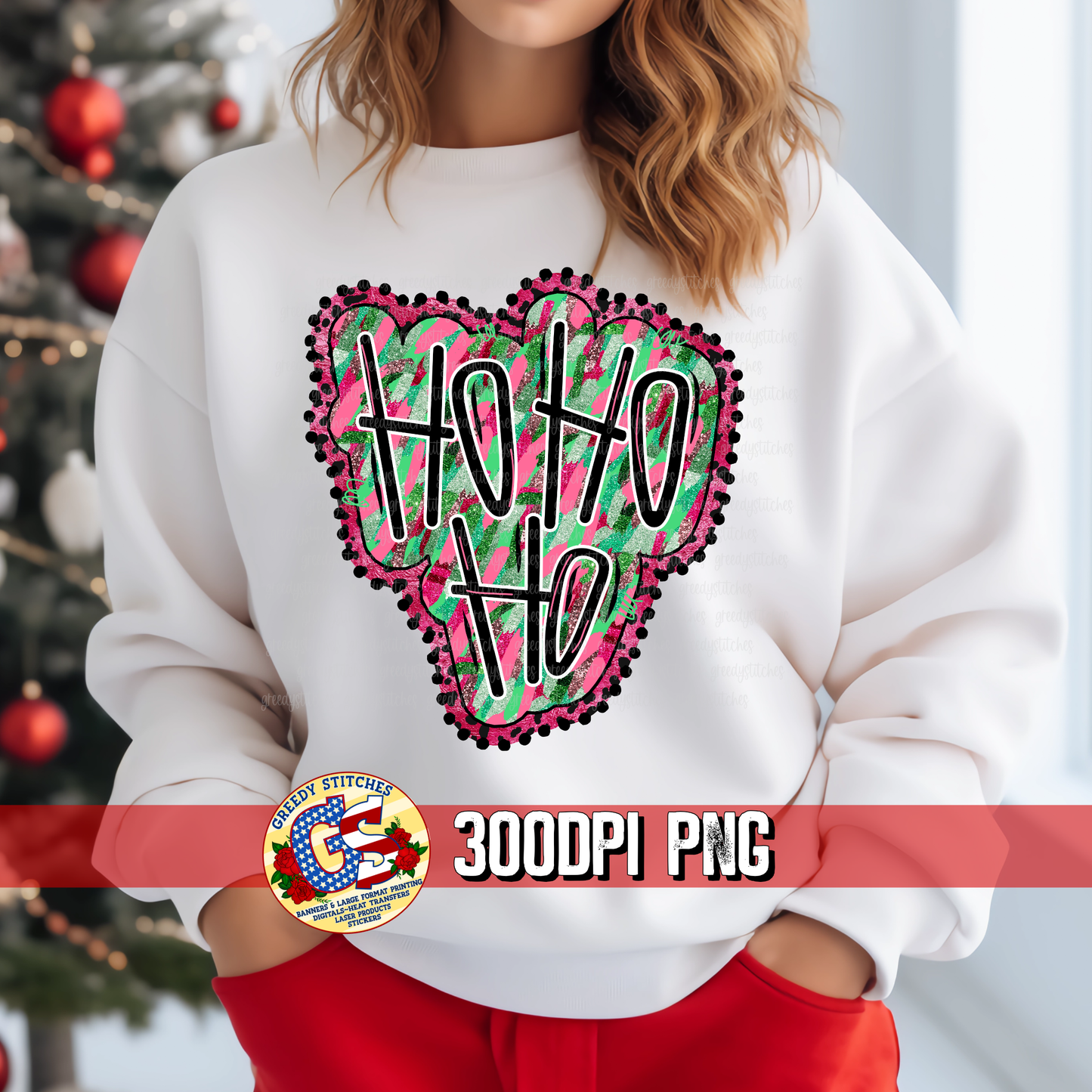 Ho Ho Ho Pink Mint Foil Christmas PNG