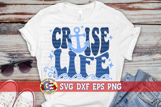 Cruise Life Wavy Retro SVG DXF EPS PNG