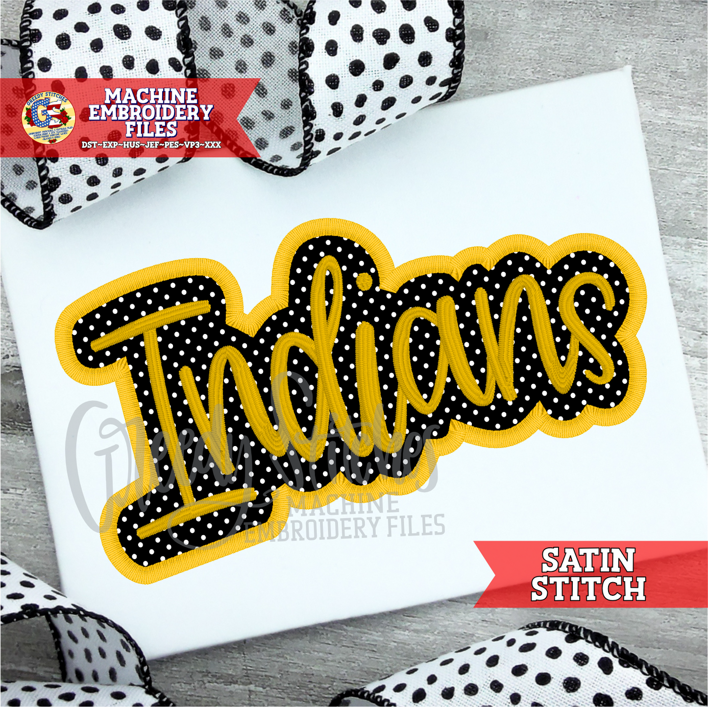 Indians Satin Stitch Applique Machine Embroidery Design