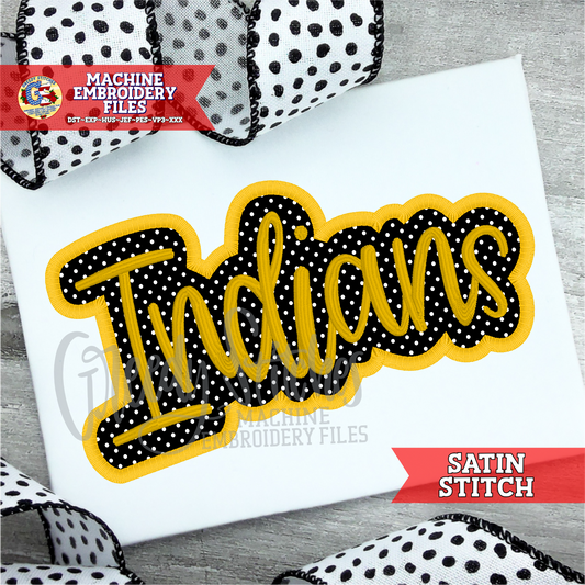 Indians Satin Stitch Applique Machine Embroidery Design