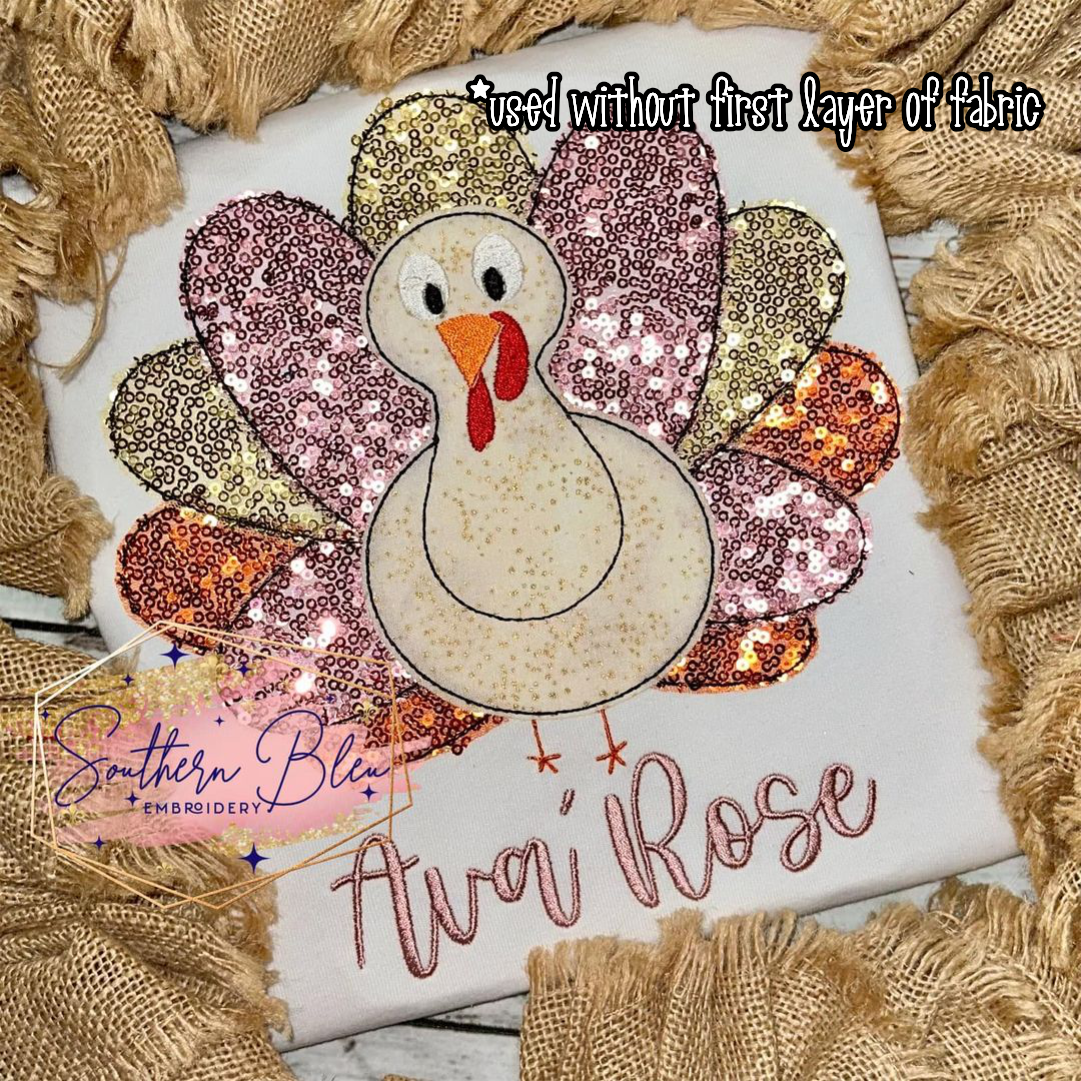 Turkey Bean Stitch Applique Machine Embroidery Design