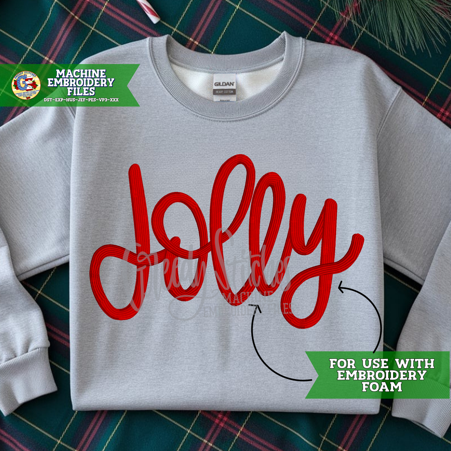 Hand Lettered Jolly Machine Embroidery Design - FOR PUFF FOAM