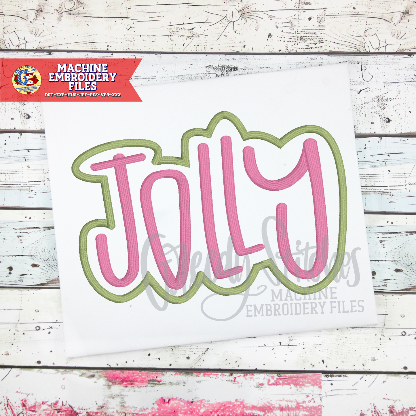 Whimsy Jolly with Outline Machine Embroidery Design