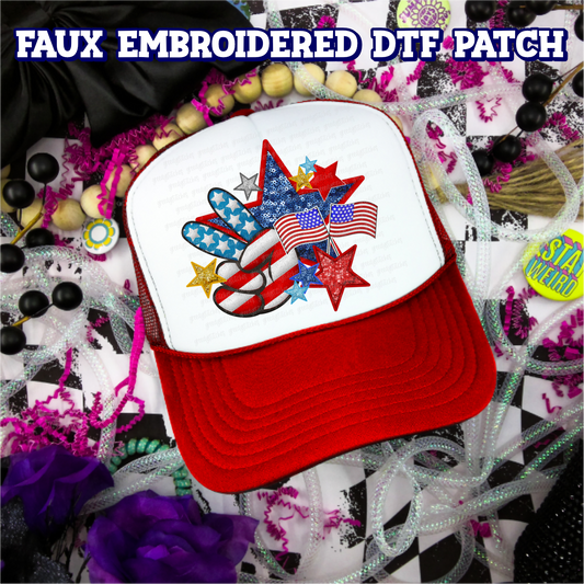 July 4th DTF Hat Patch - Faux Embroidered Hat Patch