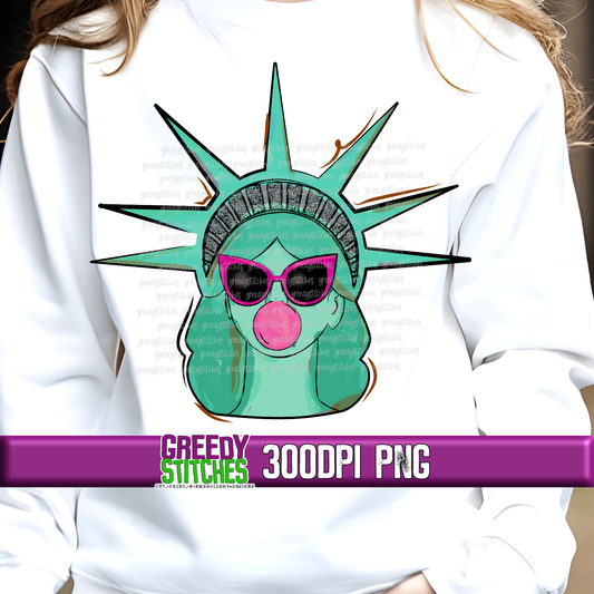 Retro Lady Liberty Sunglasses Bubblegum PNG - Statue of Liberty