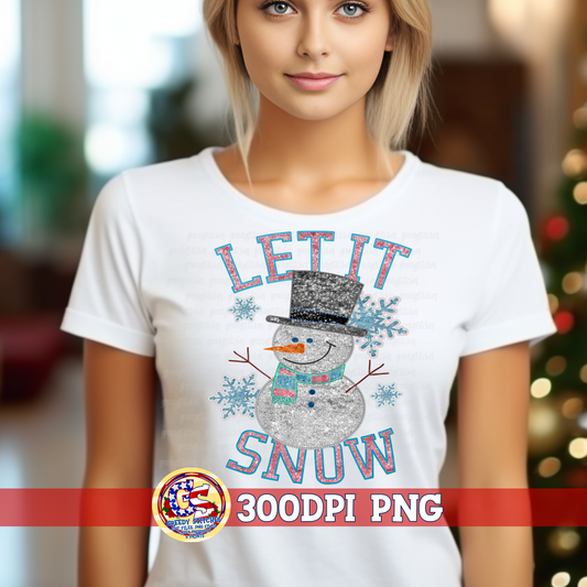Let It Snow Faux Embroidery Sequins PNG