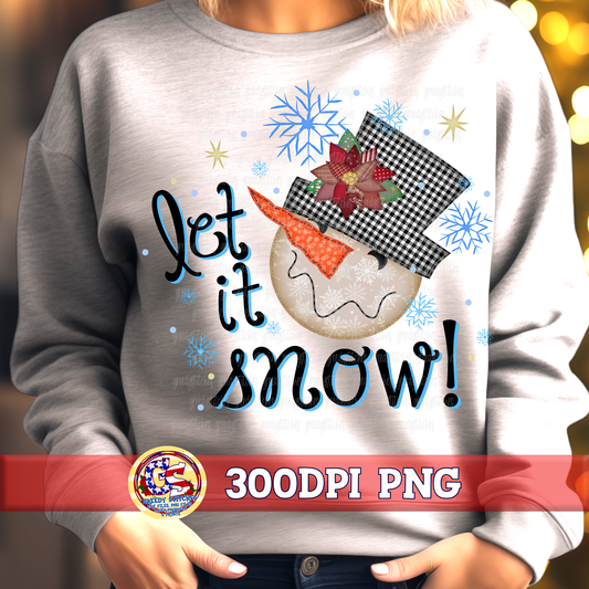 Patchwork Snowman with Poinsettia PNG