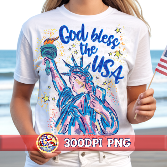 God Bless the USA Lady Liberty PNG