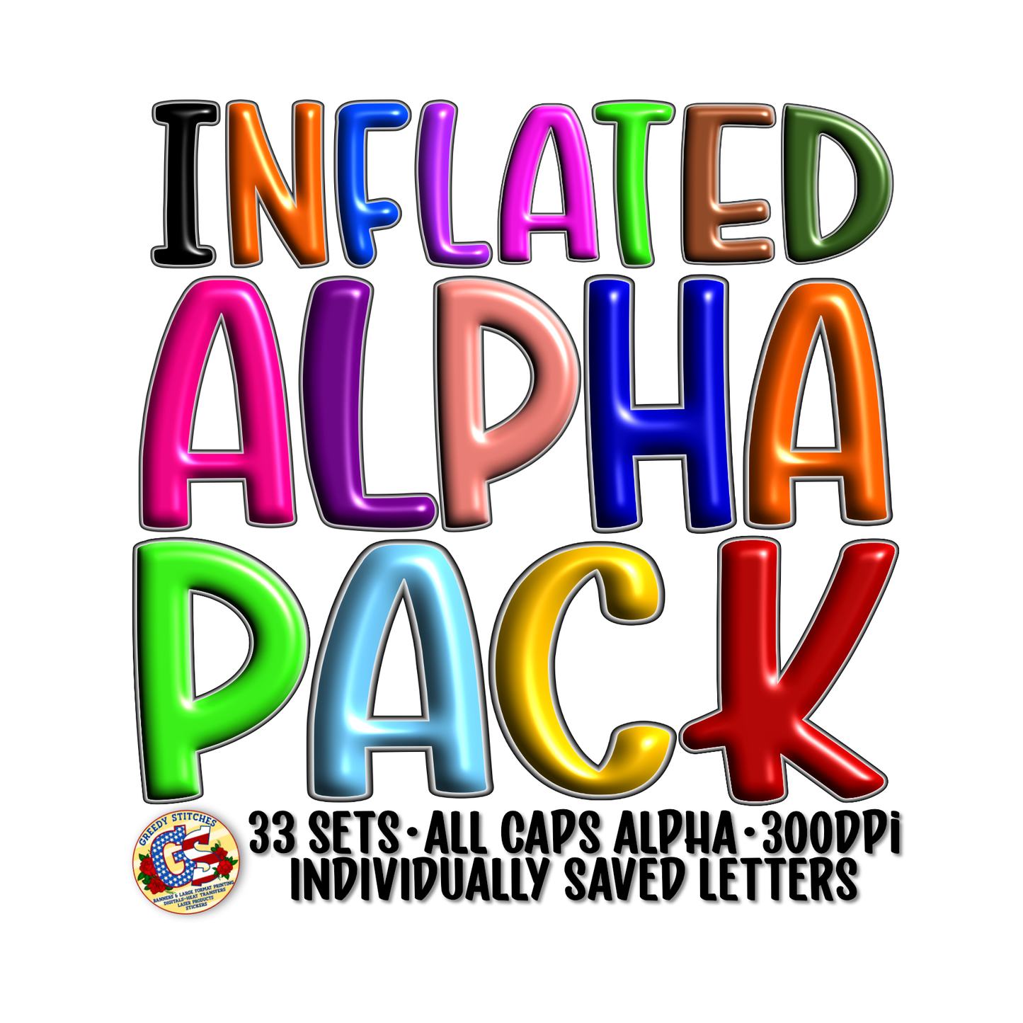 3D Inflated Alpha PNG Bundle