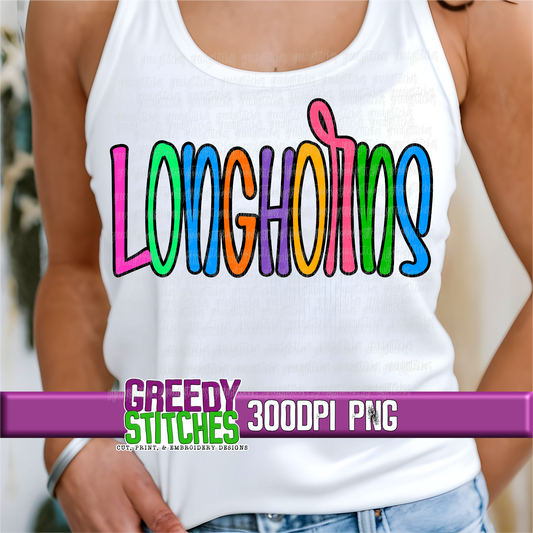 Neon Longhorns PNG