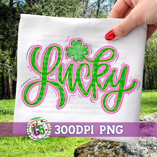 Lucky Pink Green Gold Shamrock St. Patrick's Day PNG