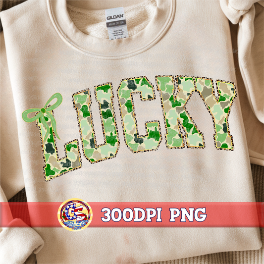 Varsity Lucky Duck Marsh Camo Leopard St. Patrick's Day PNG